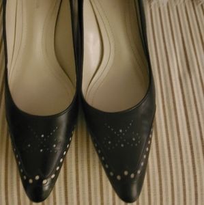 Ann taylor leather pointed toe kitten heel